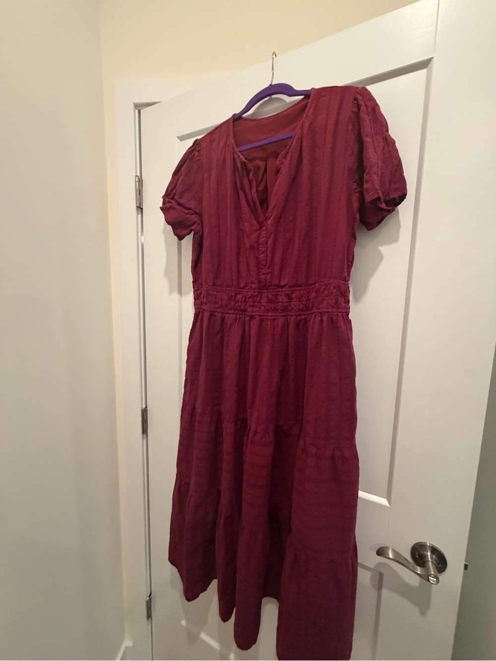 Women's Burgundy Midi Dress - Unbranded